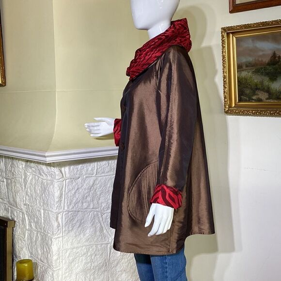 UBU Reversible Zebra Print Satin Car Length Coat - As New - Picture 11 of 14